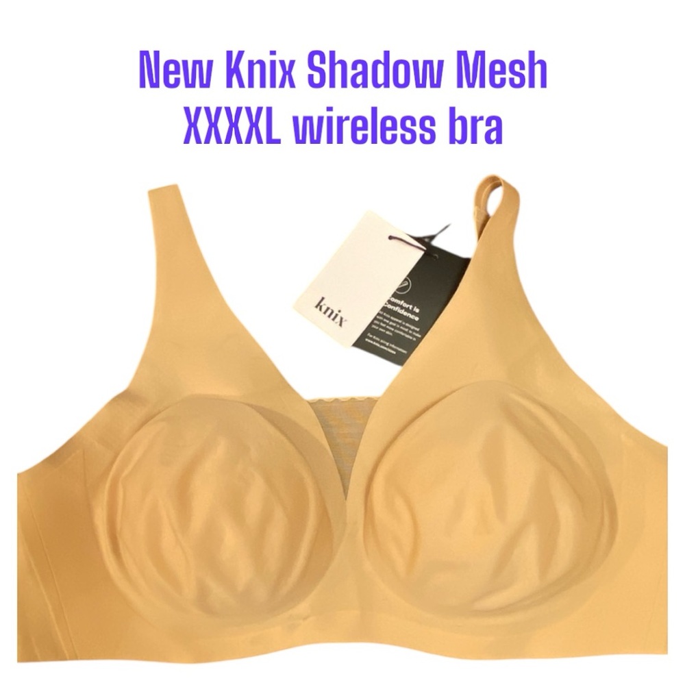 NWT XXXXL Knix Shadow Mesh New Seamless Cups Plus Size Bra Light- Medium Nude 4X